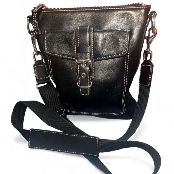Y2K Vintage Coach Hamilton Luxury Designer Black Leather Messenger Bag